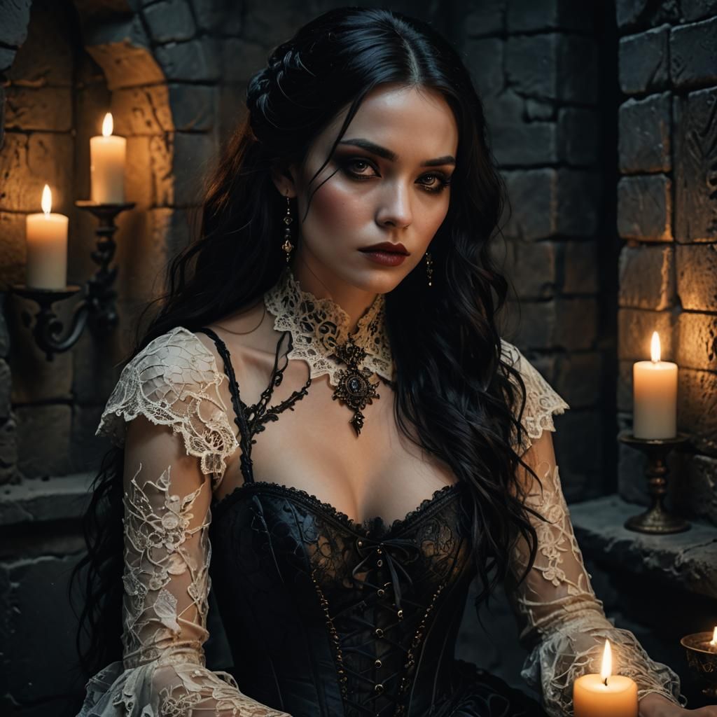 Sensual Gothic Woman in Dark Fantasy Portrait