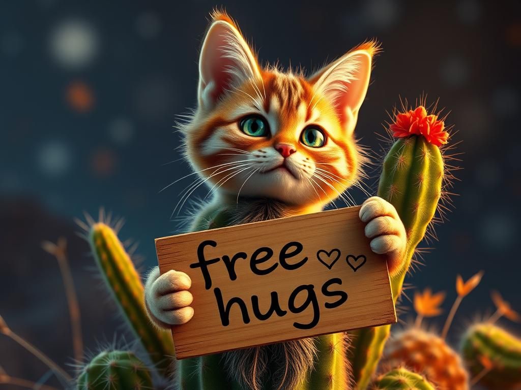 Cat Cactus Offers Free Hugs in Hyper-Realistic CGI