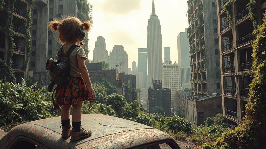 Ethereal Biopunk Cityscape in Muted Earth Tones