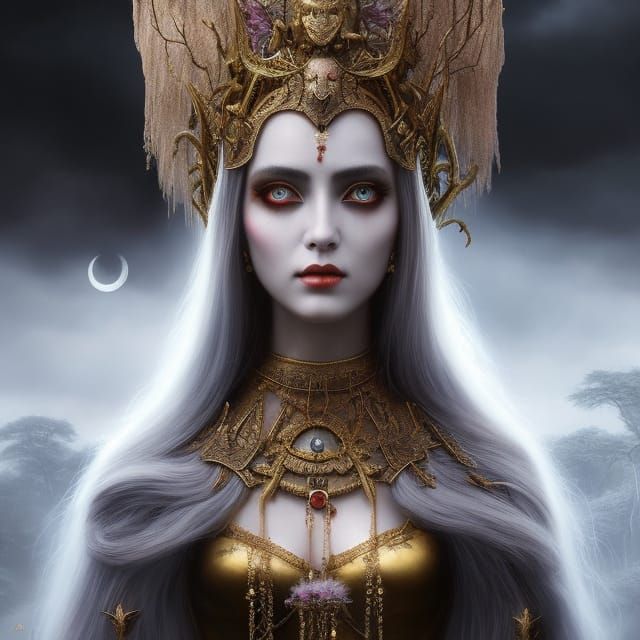 Eerie Pontianak Portrait in Fantasy Surrealism Style