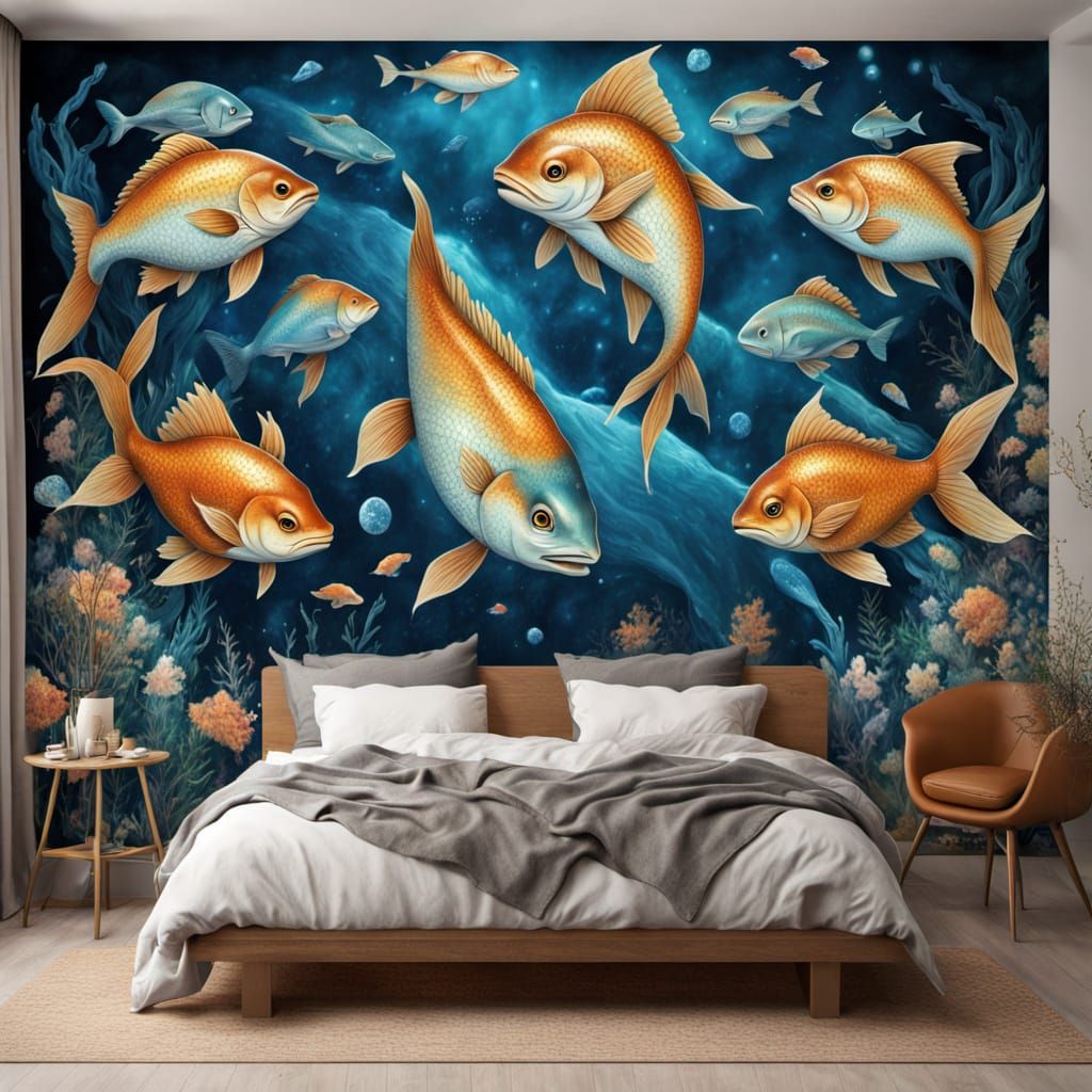 Epic Pisces Mural in Vibrant Colors