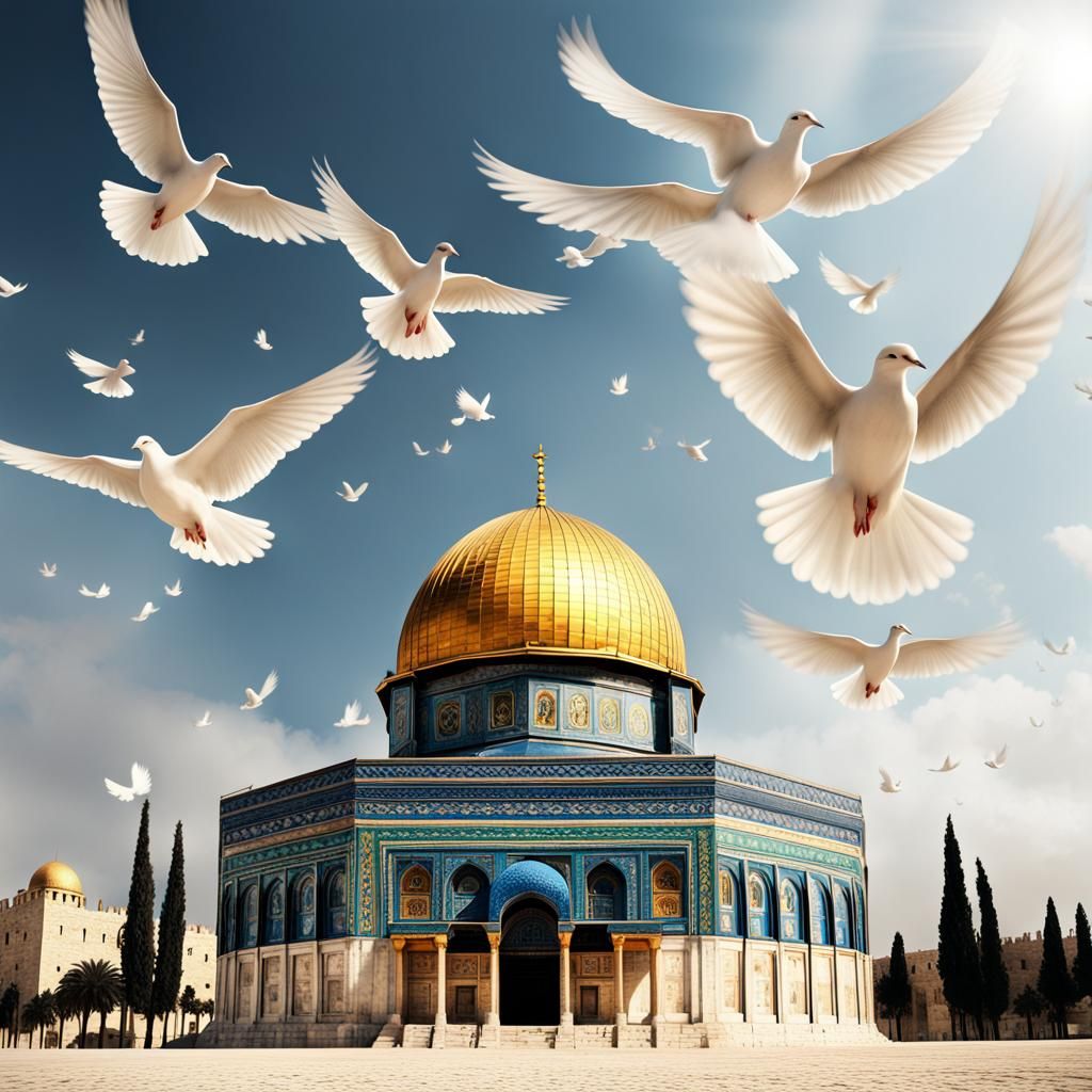 Dome of the Rock with Doves: Digital Matte Painting