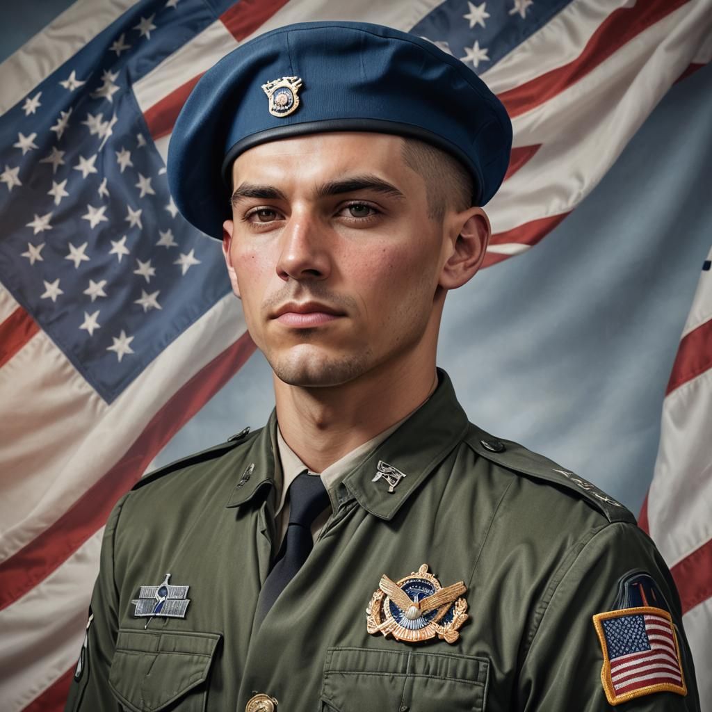 Air Force Portrait in Front of USA Flag