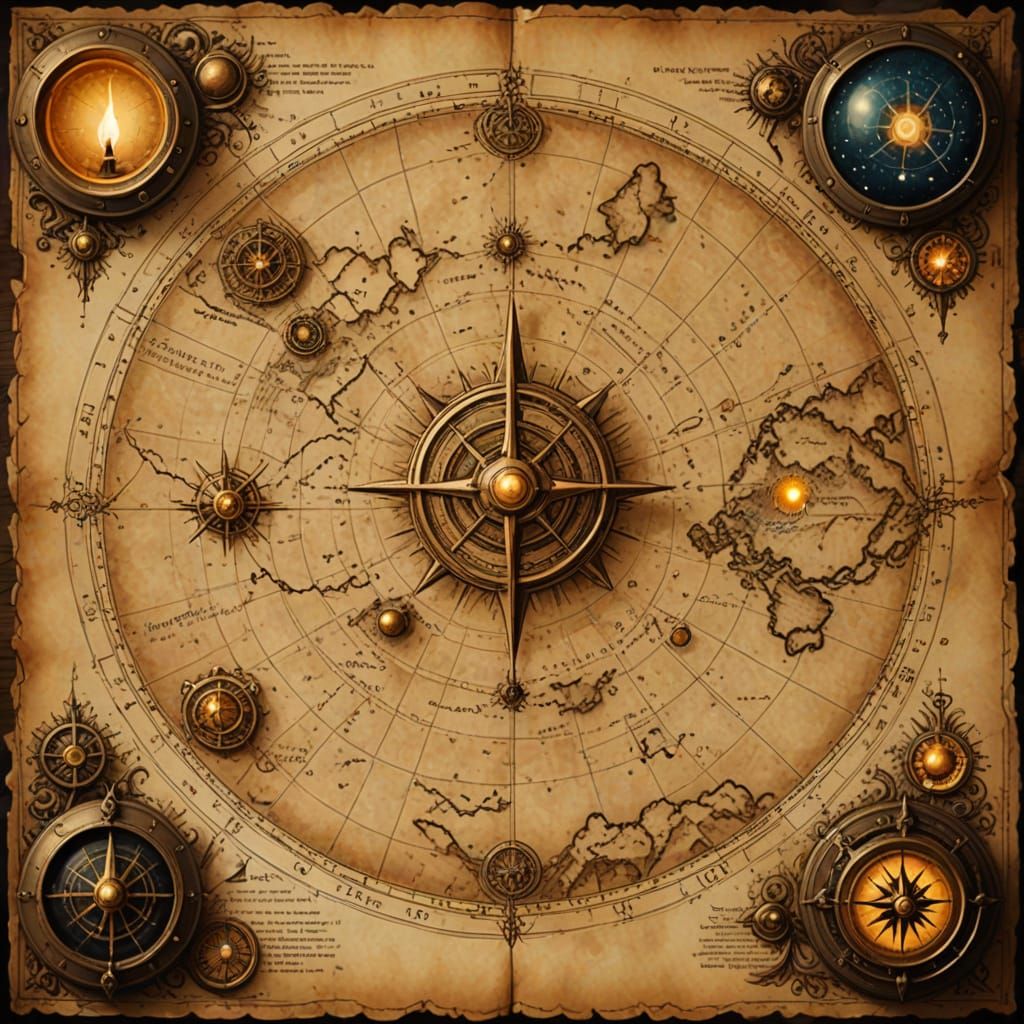 Antique Galaxy Map in Vintage Ink Style