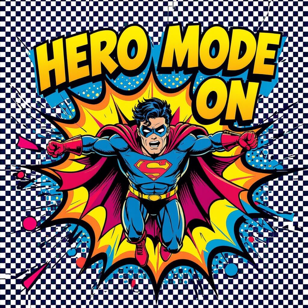 Superhero Explodes from Graffiti in Vibrant Pop Art Style