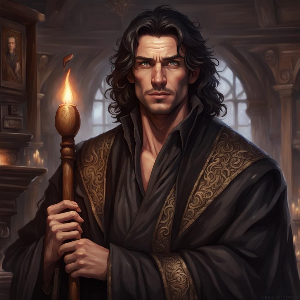 Mage Portrait with Intricate Robes and Staff