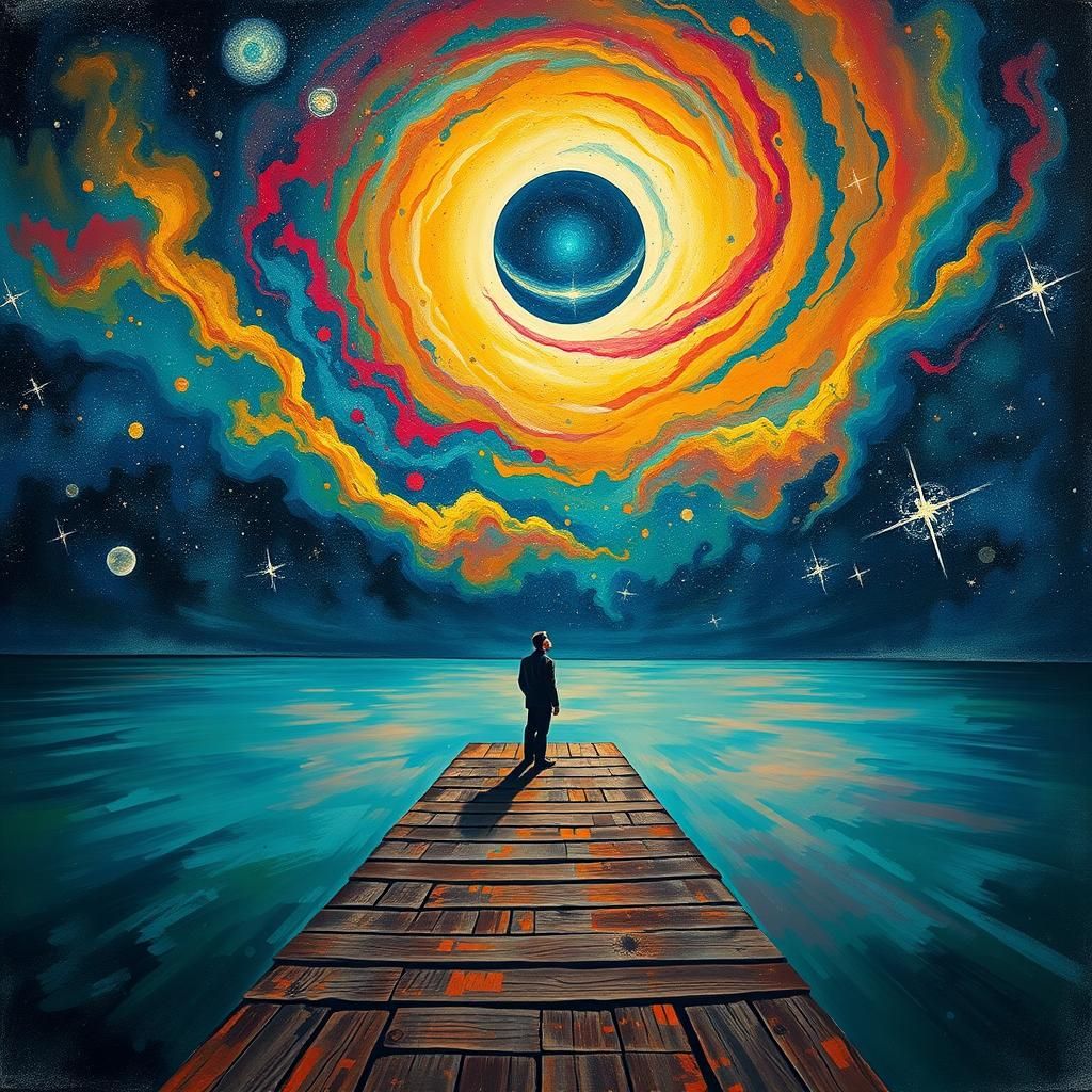 Surreal Stargazer: A Cosmic Dreamscape Painting