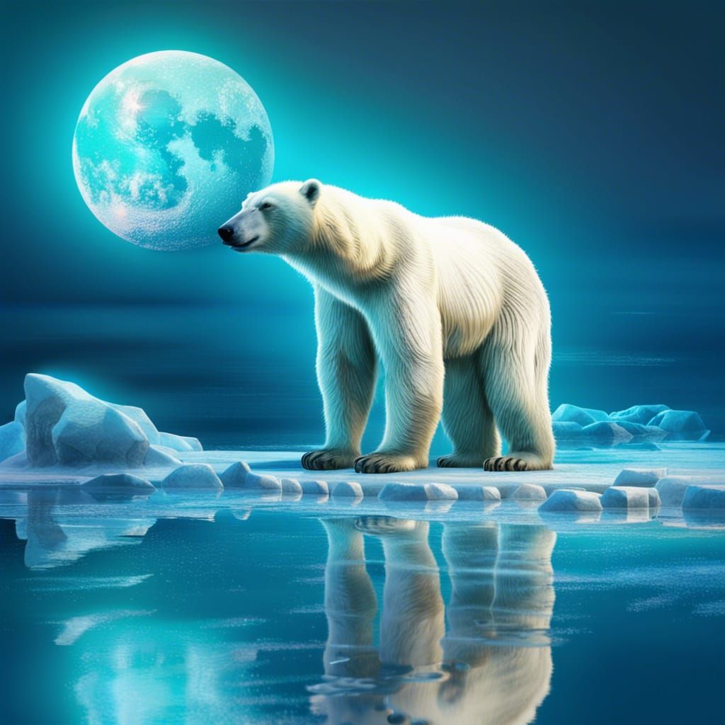 Realistic Polar Bear in Icy Landscape