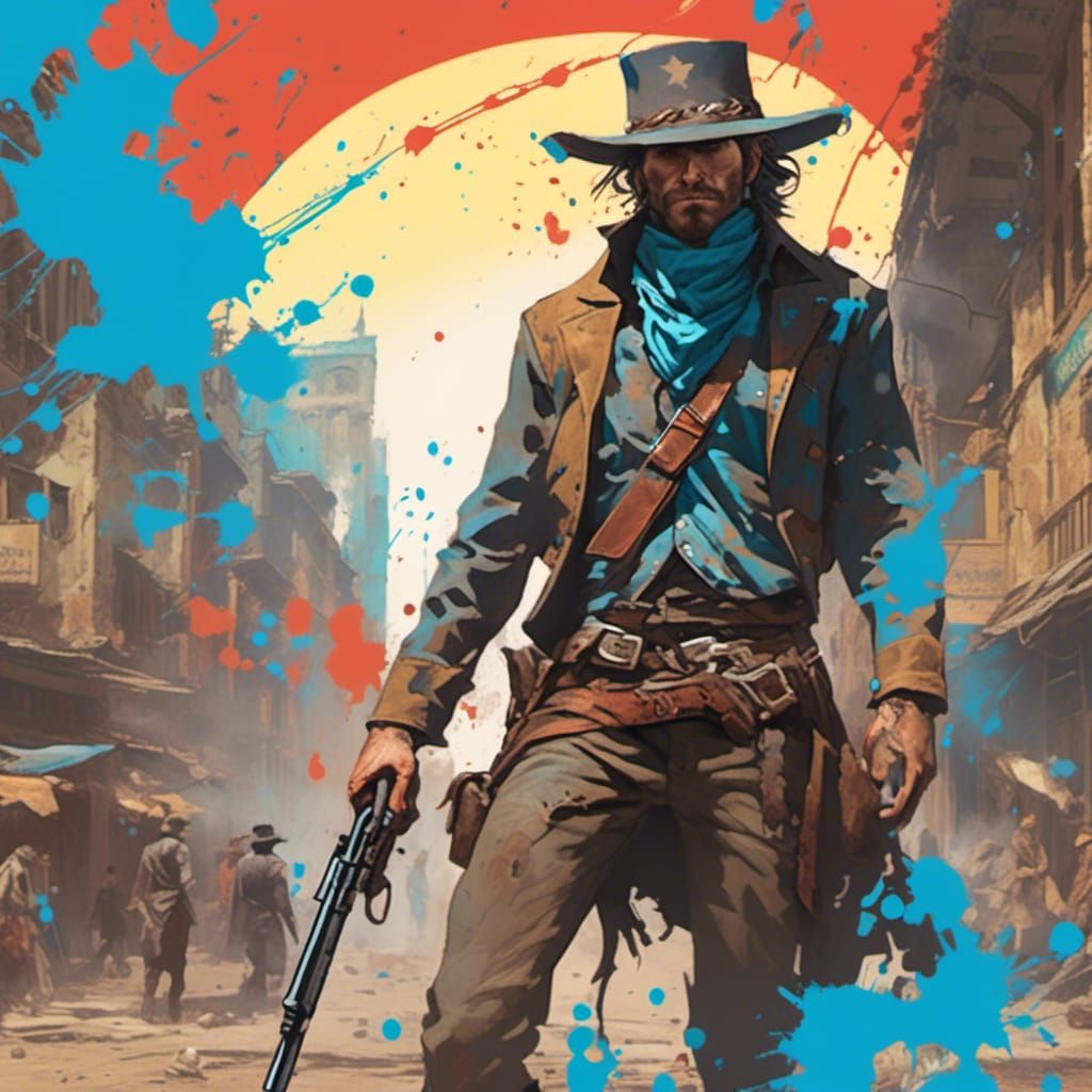 Wild West Outlaw in Post-Nuclear Graffiti Art