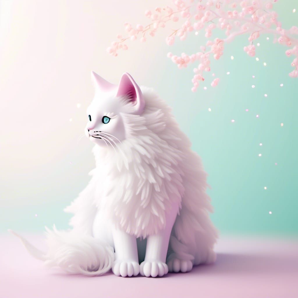 white cat shabby chic