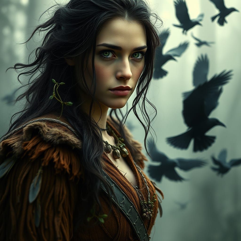 Nordic Warrior Goddess Emerges from the Mysterious Forest