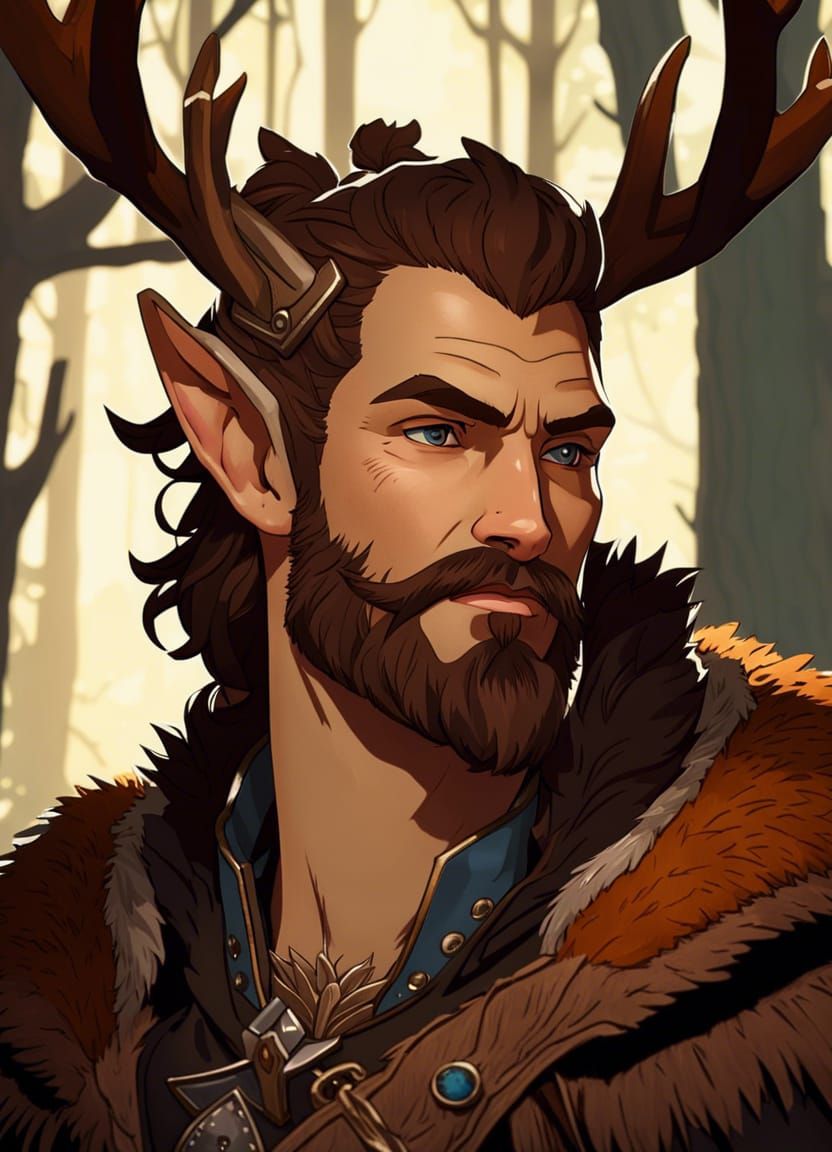 Faun Character Portrait in Banner Saga Style