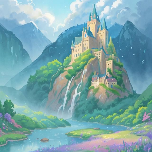 Disney Castle in Vibrant Green Valley