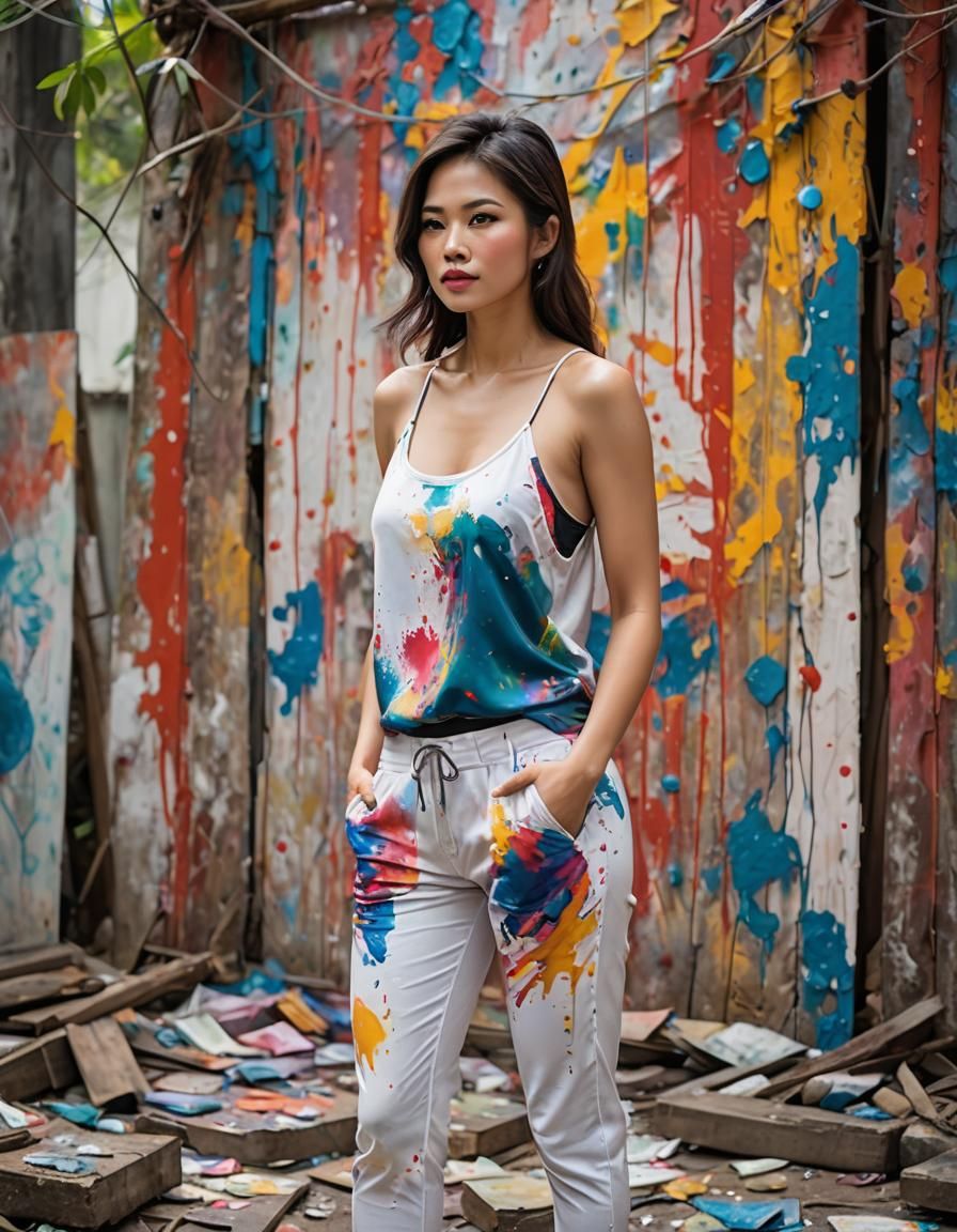 Enchanted Vietnamese Woman with Muscular Physique