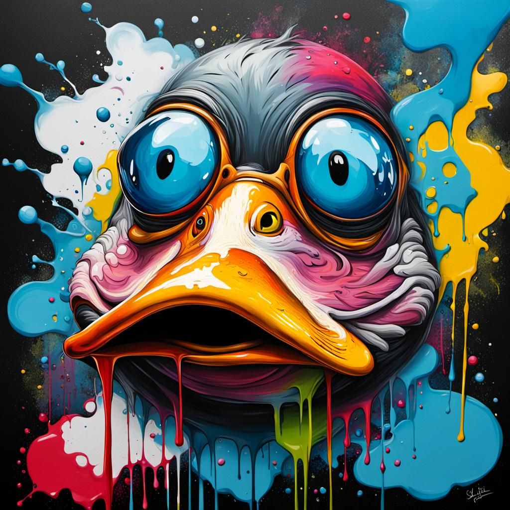 Smoked Duck Face in Graffiti Splash Art