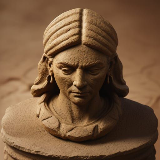 Earthy Terracotta Clay Sculpture with Gnarled Textures
