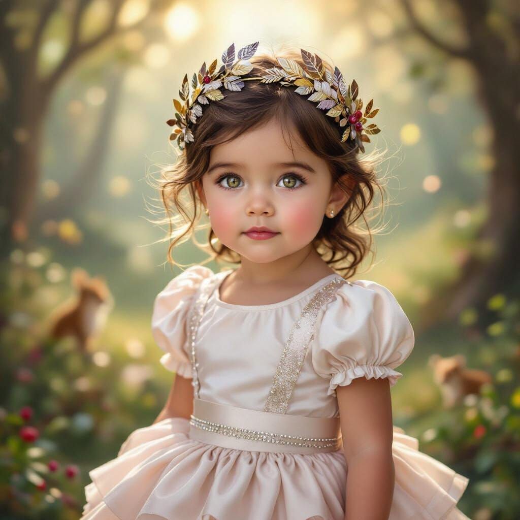 Enchanted Forest Portrait: A Hyperrealistic Little Girl