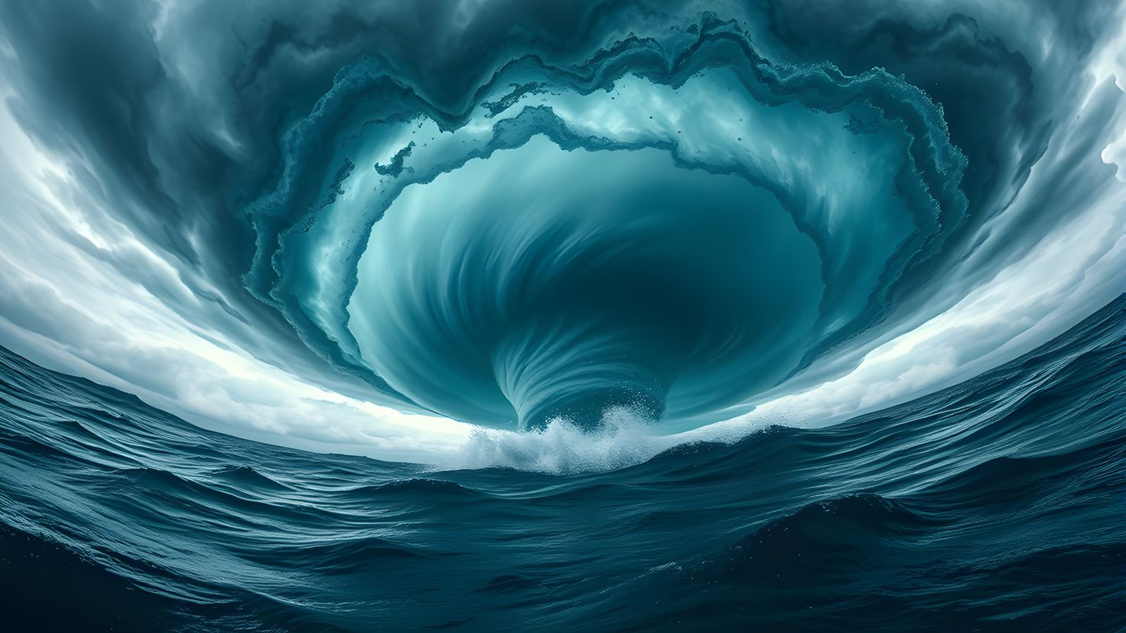 Dramatic View Up Into a Waterspout Tornado