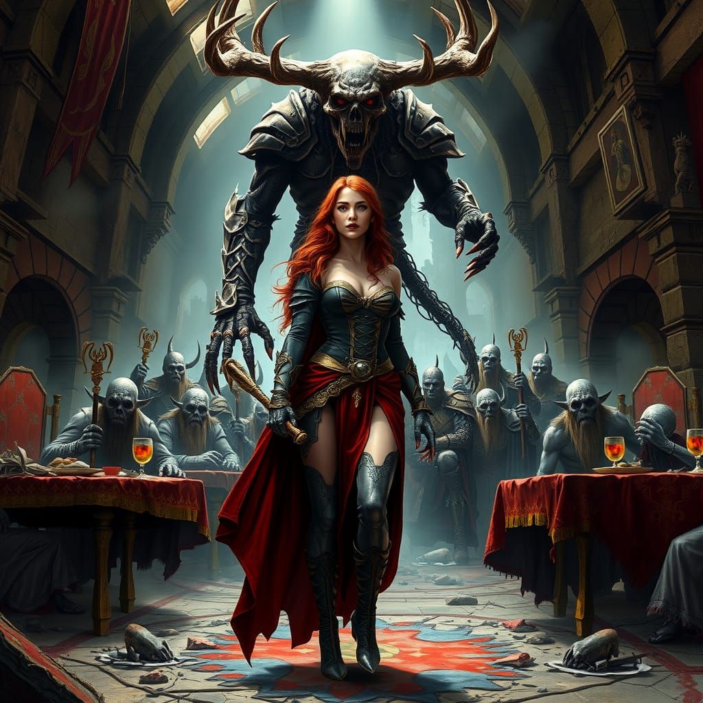 Crimson-Haired Mage Faces the Demon of Dread