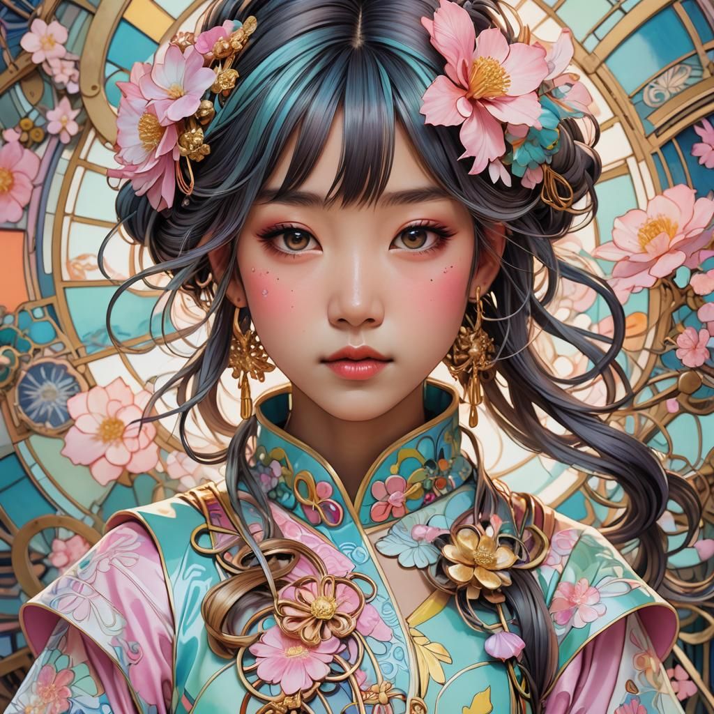 Colorful Kawaii Japanese Fashion Portrait