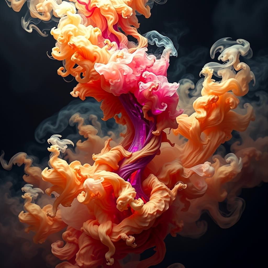 Surreal Marble Smoke Flowers in Colorful Explosion