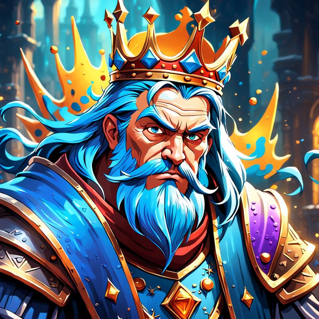 Cartoon King in Detailed Digital Painting Style