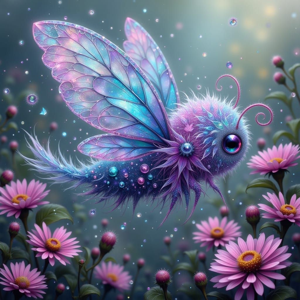 Whimsical Fae Creature in Gingham-Inspired Gemstone Armor