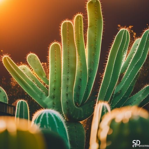 Cactus Sunset in Sharp Focus Photography