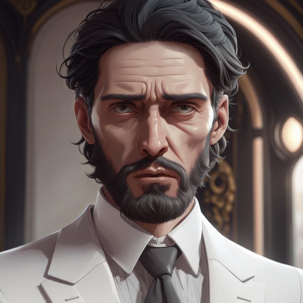 Pale Man with White Suit: Artstation Portrait