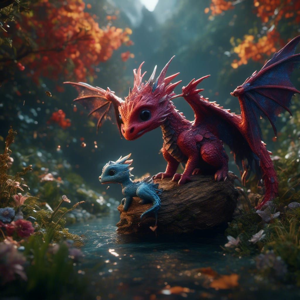 Dragon and Bird Companions: Detailed Matte Painting