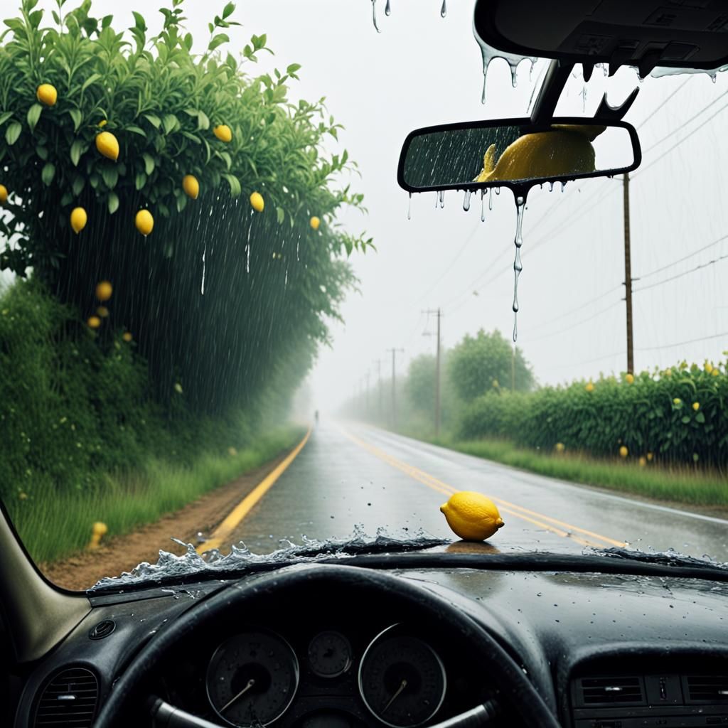 Dramatic Car Scene in Lemon Fields: Digital Matte Painting