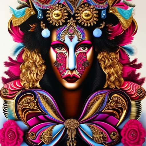 Baroque Surrealist Portrait with Sharp Eyes