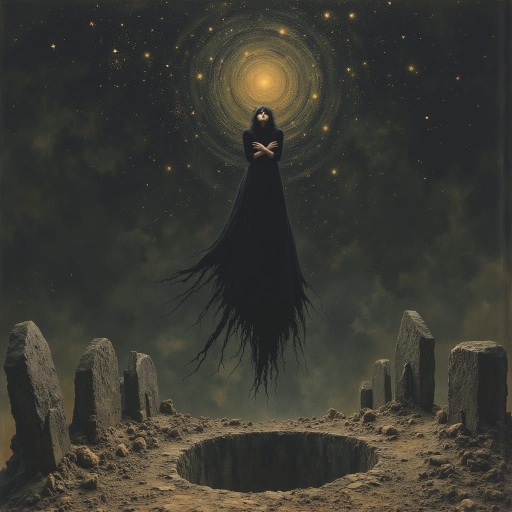 Victorian Woman Plummets Through Starry Sky to Grave