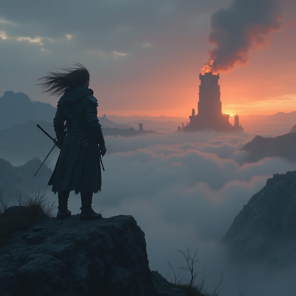 Nordthra Warrior in Twilight Landscape