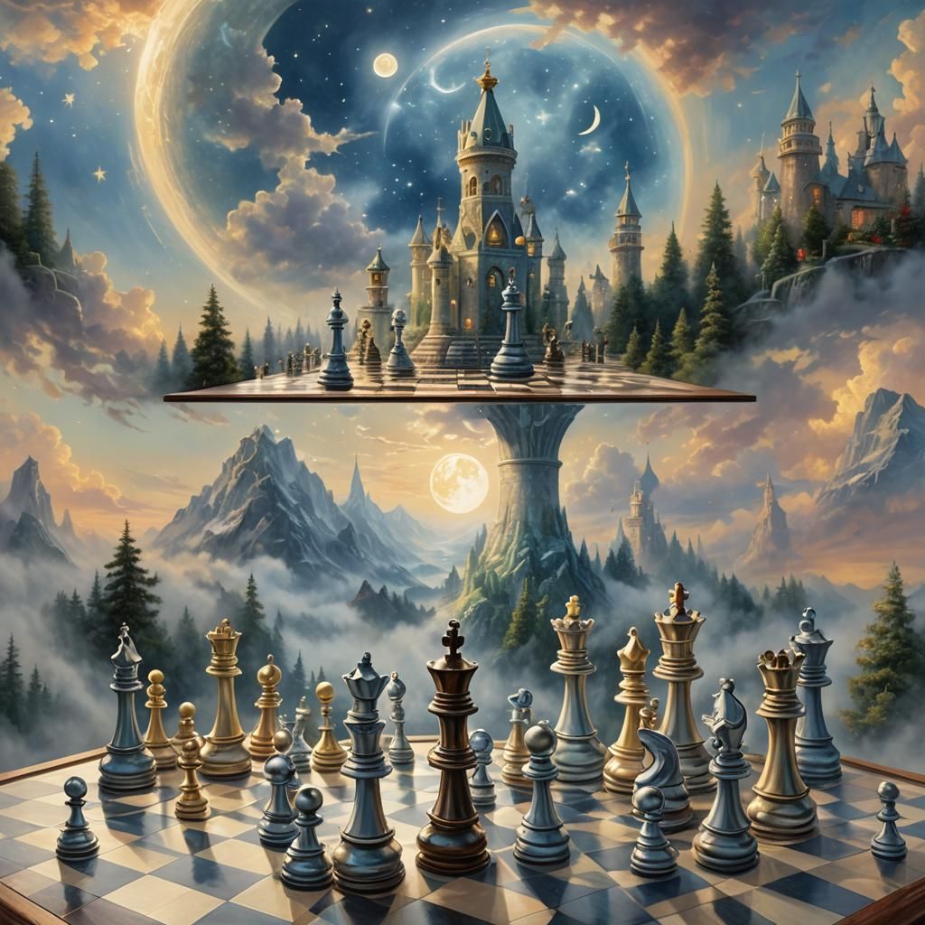 Celestial Chess Game Between Sun and Moon