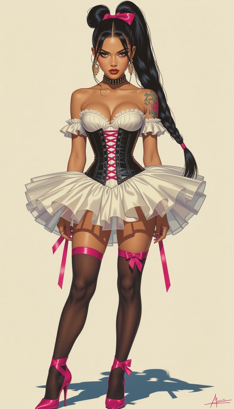 Latino Hip-Hop Star in Ballet Tutu, Artgerm Style