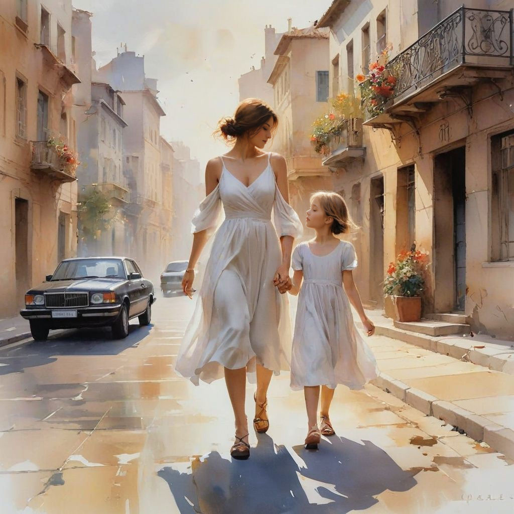 Motherly Love Elegy in Whimsical Watercolour