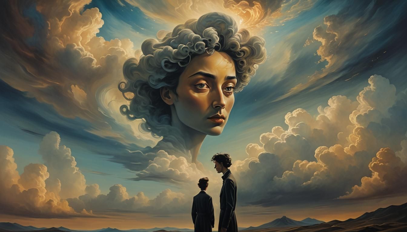 Surreal Lone Figure in Endless Landscape