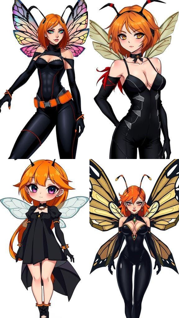 Gothic Bee-Woman with Vibrant Hair, in Studio Trigger Style