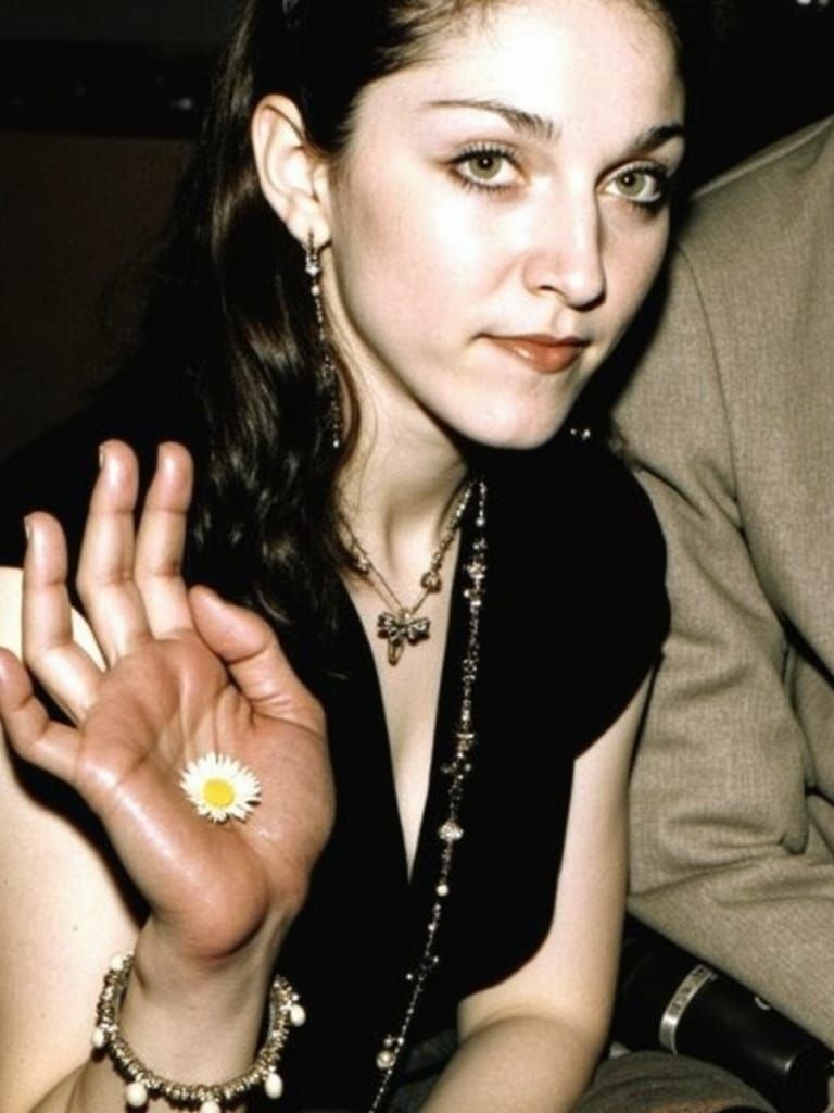 Smiling Hippie in Daisies, 60s Fashion Style