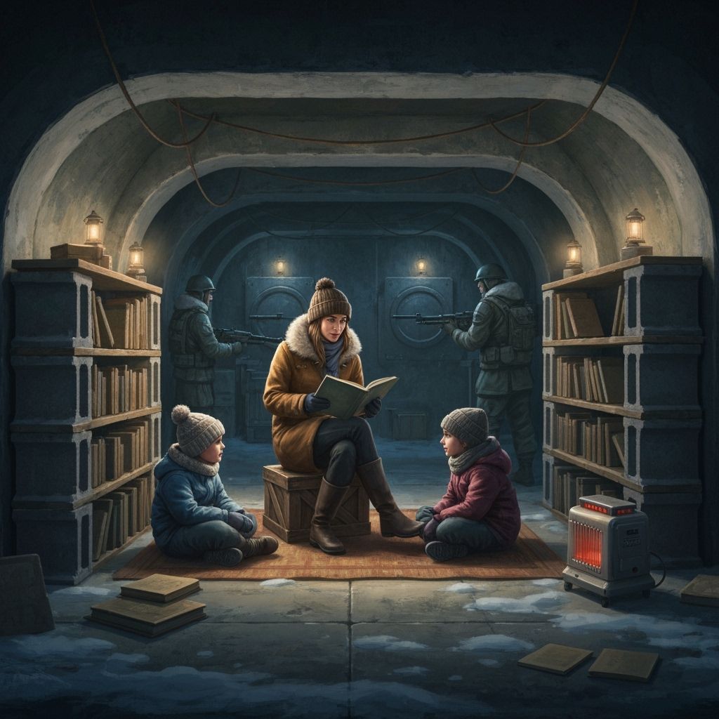 Teacher Reading to Children in Bunker
