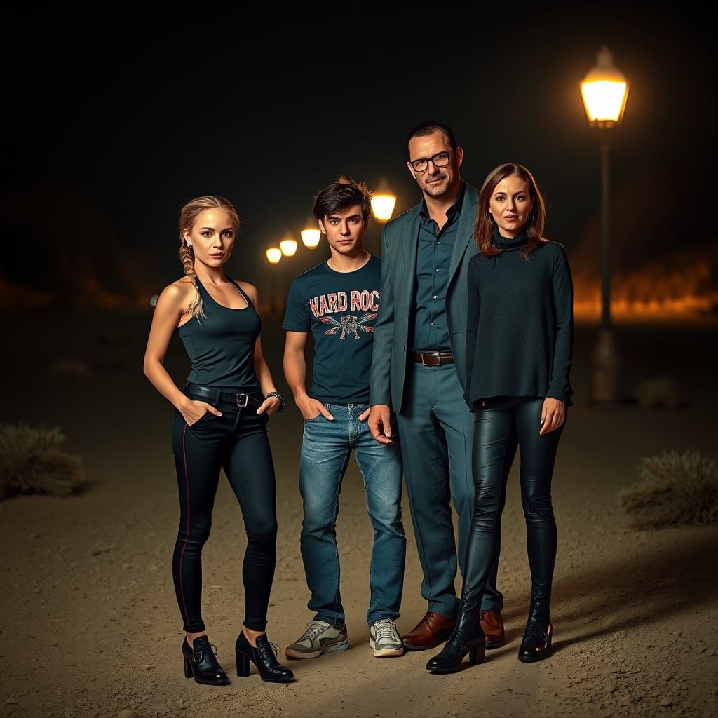 Moody Vampire Group Portrait in Desert Cityscape