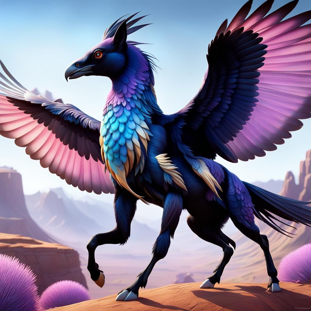 Hybrid Bird-Animal Running on Alien Planet