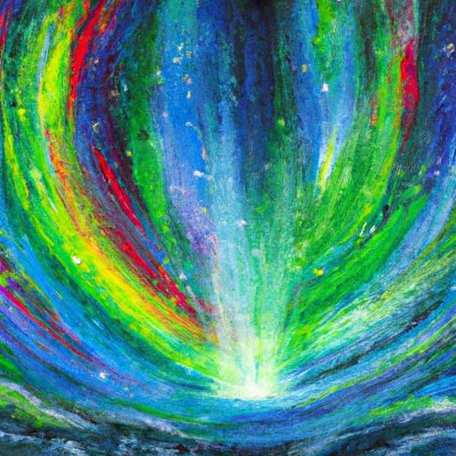 Aurora Borealis Crayon Galaxy in Expressionist Oil