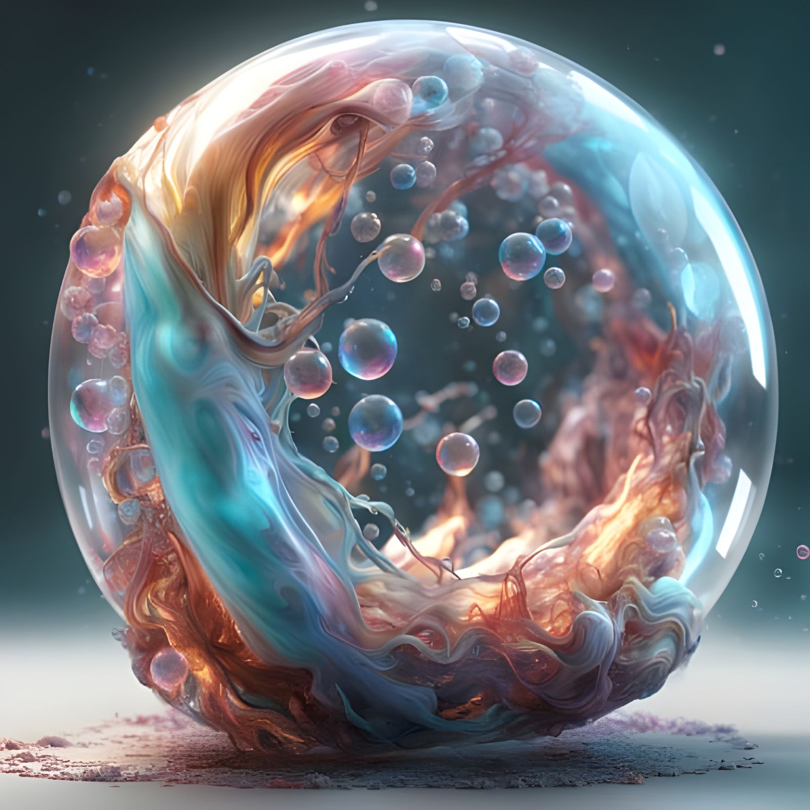 Mystical Water Bubble Floating in Air