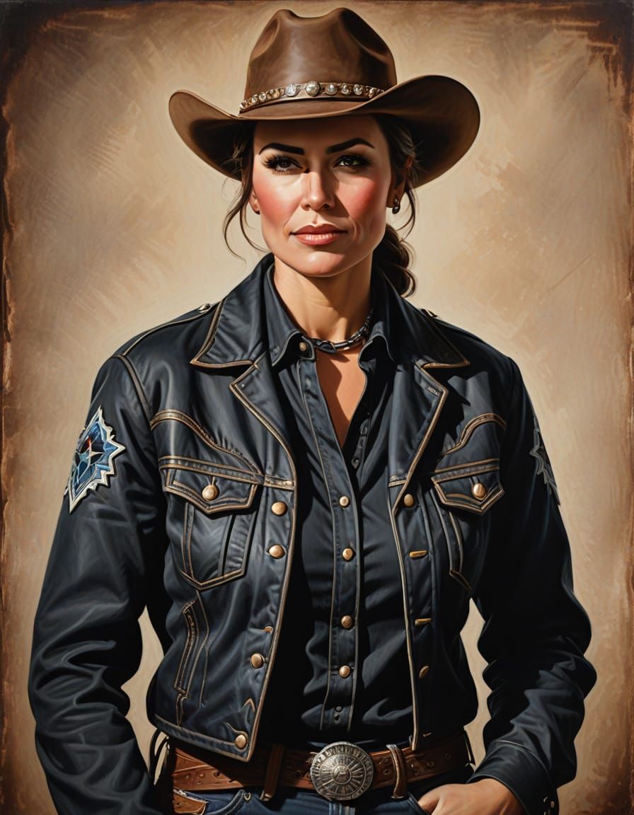 Cowboy Woman Portrait in Realistic Style