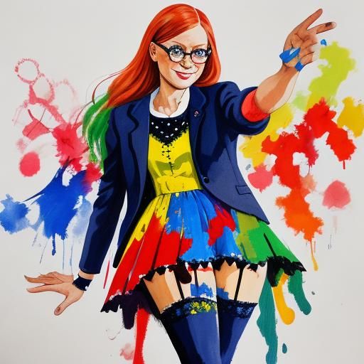 Colorful Gouache Painting of Swedish Woman