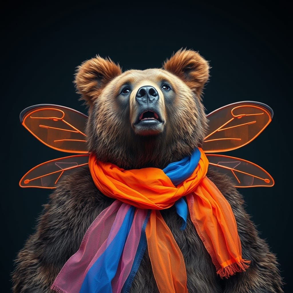 Majestic Brown Bear with Fairy Wings for Halloween
