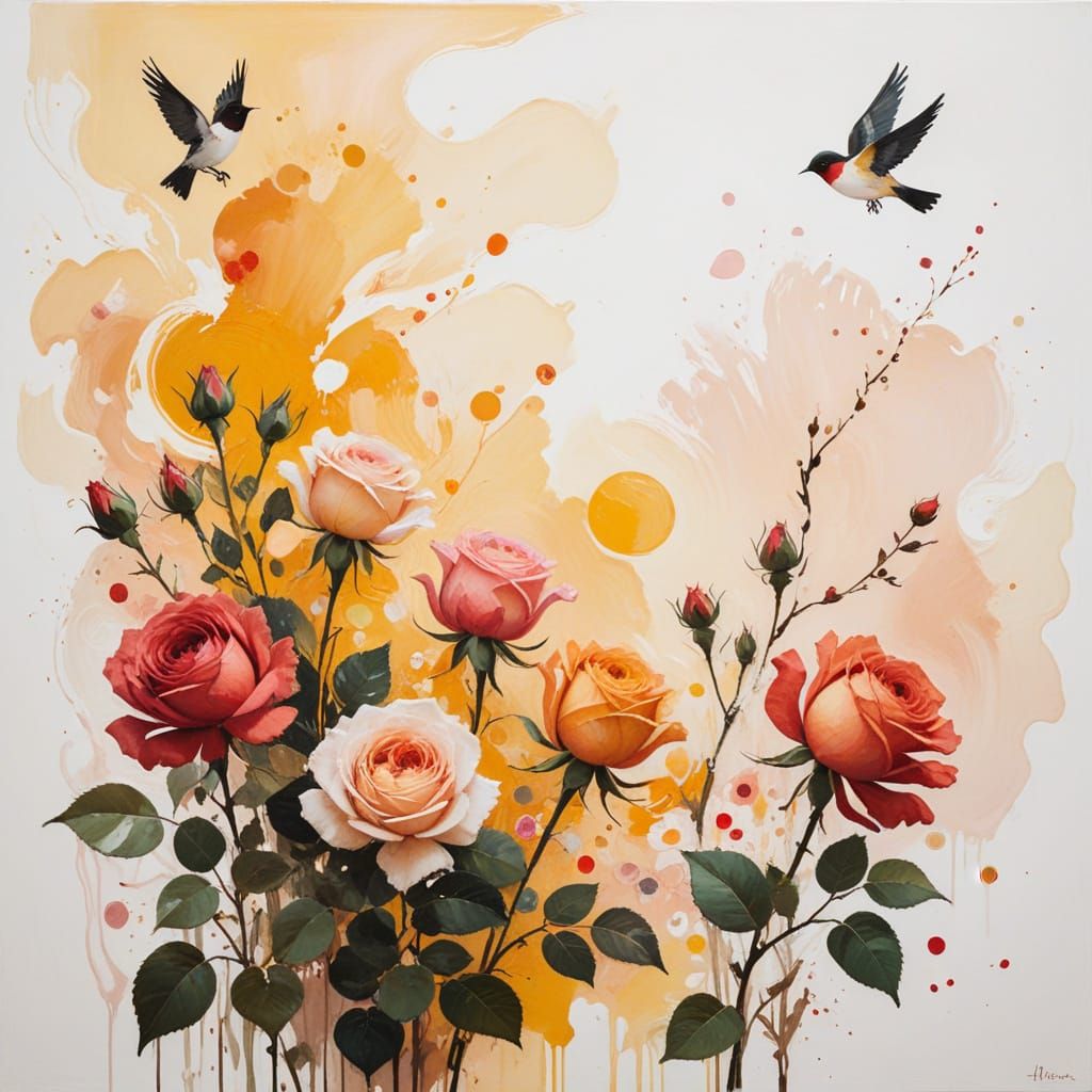 Impressionist Roses With Abstract Touches