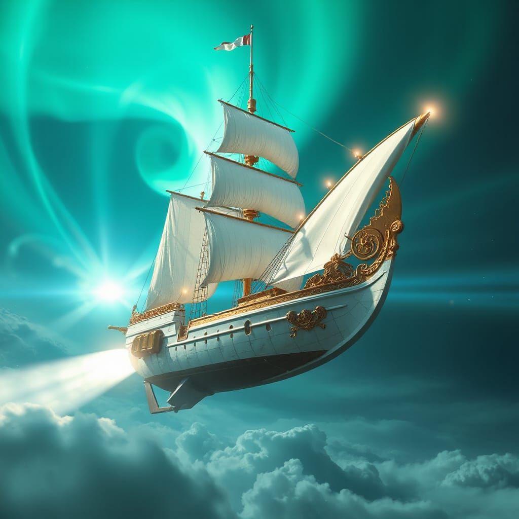 Majestic Solar Sail Rocket Ship in Cinematic Style